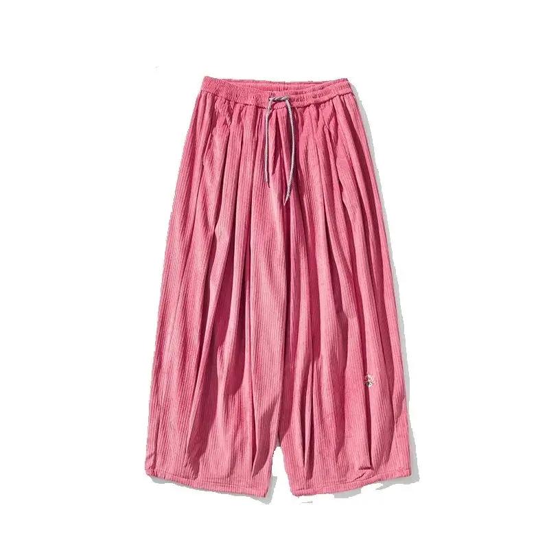 Autumn Winter Corduroy Wide Leg Pants Men Solid Color Loose Casual Pants Mens Couple Streetwear Hip Hop Trousers Plus Size 5XL