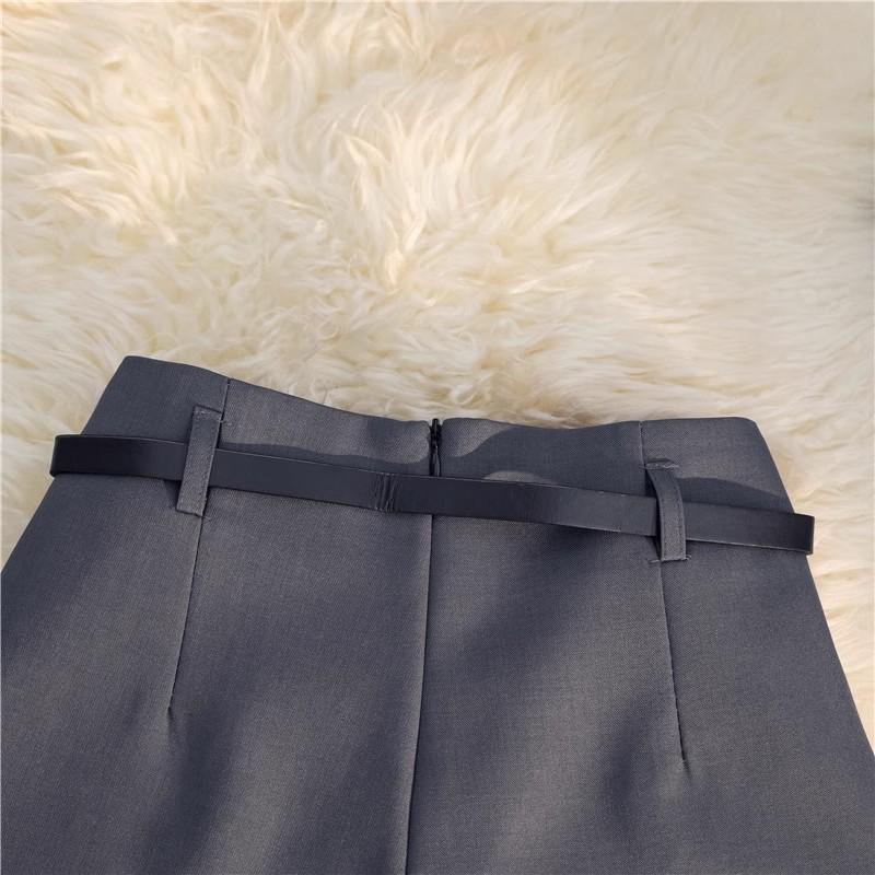 Women's Gray Textured Culottes - High Waist A-Line for Spring/Summer 2025