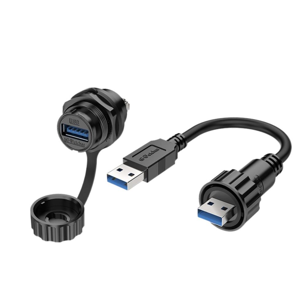 USB Data Interface Wire Wateroroof IP67 USB3.0 Connector Extension Cable USB 3.0 Panel Mount Cable USB Type A Round Socket