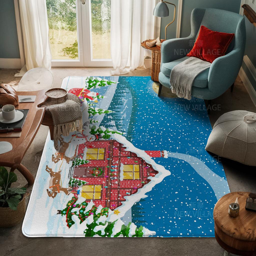 House Entrance Carpet Home Door Mat Living Room Bath Foot Bathroom Non-slip Water Absorption Rugs Bath Merry Christmas Winter