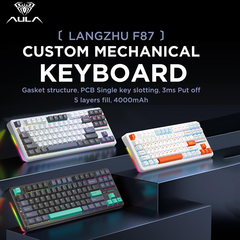 AULA F87 Mechanische Tastatur Kabellos Gasket-Struktur Tastatur mit Drei-Modus-Konnektivität 87 Tasten Geringe Latenz Gaming