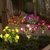 Solar Azalea Flower Garden Lights Outdoor Waterproof Warm White LED Stake Lamp for Yard Lawn Patio Pathway Landscape Decoration
