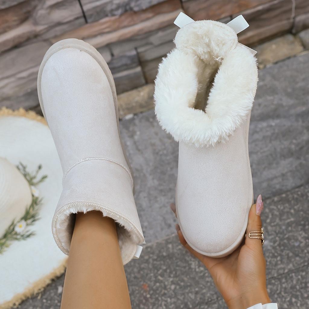 Fashion Mid Calf Boots Fashion Women Warm Snow Boots Round Toe Thickened Fluff Winter Warm Boots Women Ankle Casual Comfortable Shoes