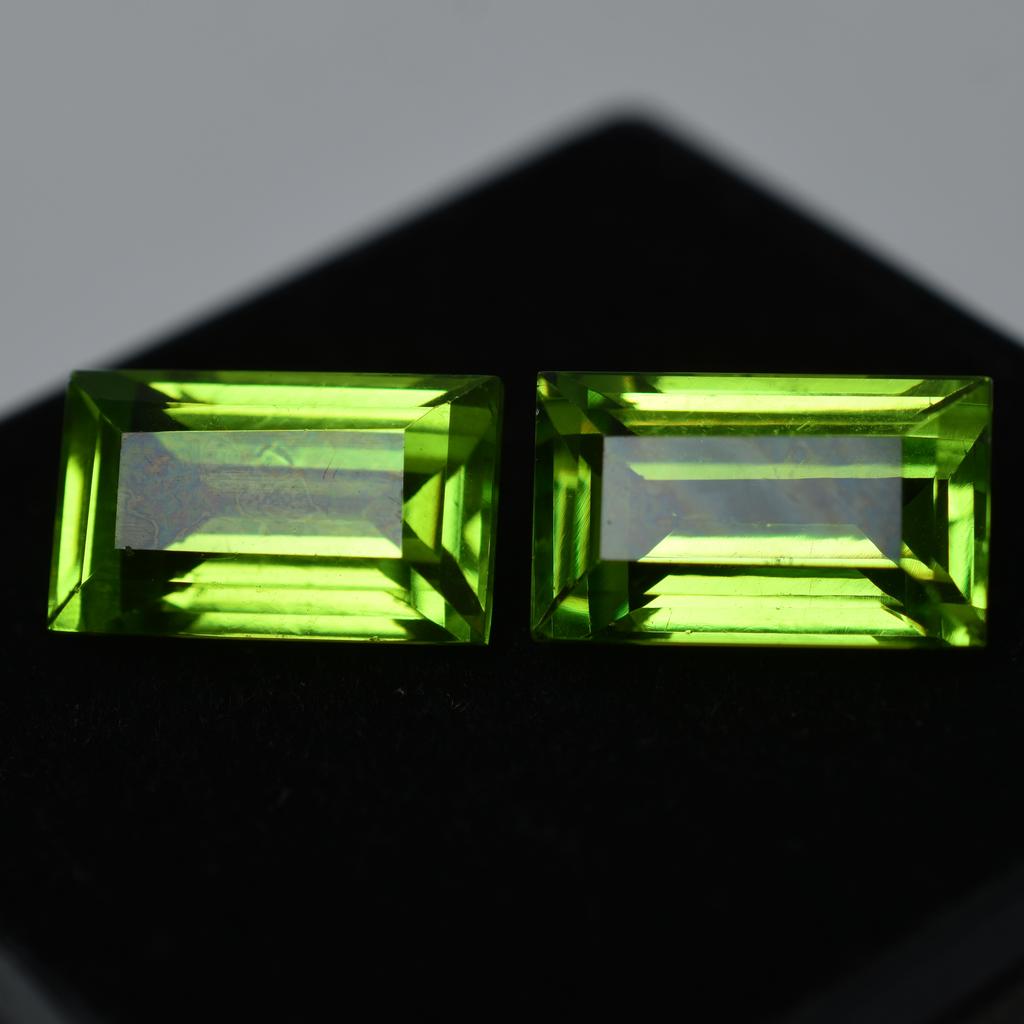 Natural Emerald Cut 16.08 Ct Rare Green Peridot Loose Gemstone Pair