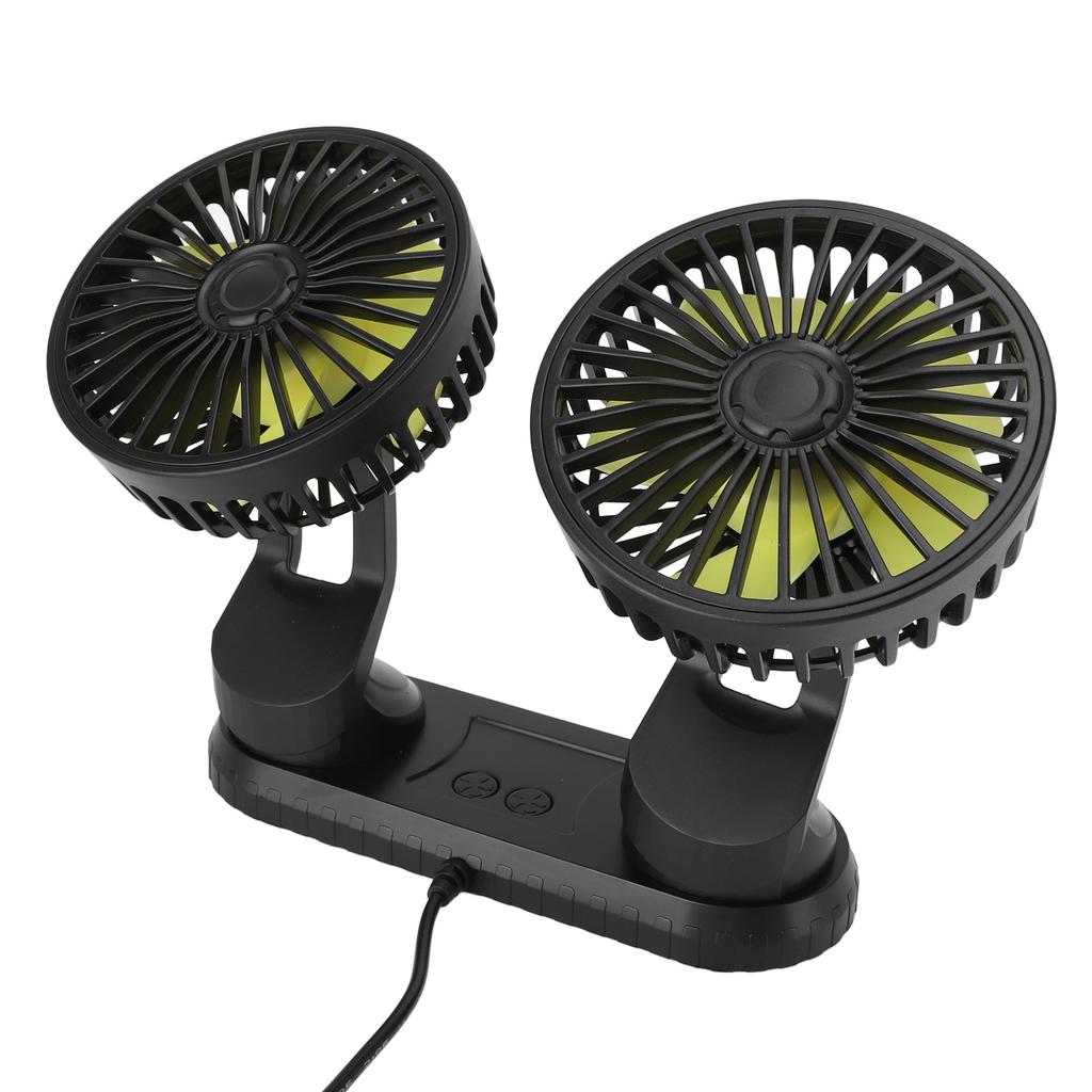 Car Fan Portable Dual Head Electric Vehicle Mounted USB 360 Degree Rotation Auto Cooling Fan for
