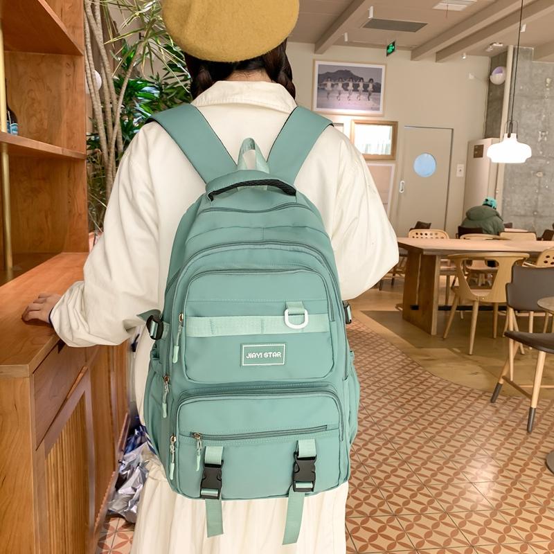 Solid Color Schoolbag Female Backpack Student Large Capacity Backpack