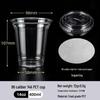 Disposable PET Plastic Cup with Lid - 98mm Caliber for Milk Tea, Coffee, Lemon Tea, or Iced Drinks