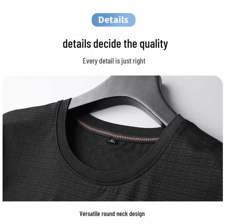 Men's Plus Size Ice Silk Short Sleeve Round Neck T-shirt - Lightweight Summer Casual Loose Fit