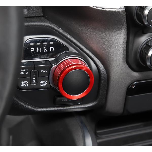 Voodonala for Dodge RAM Aluminum Headlight Headlamp & Gear Shift Shifter Shift Lever Selector Knob Switch Adjustment Knob Cover for 2018-2026 Dodge