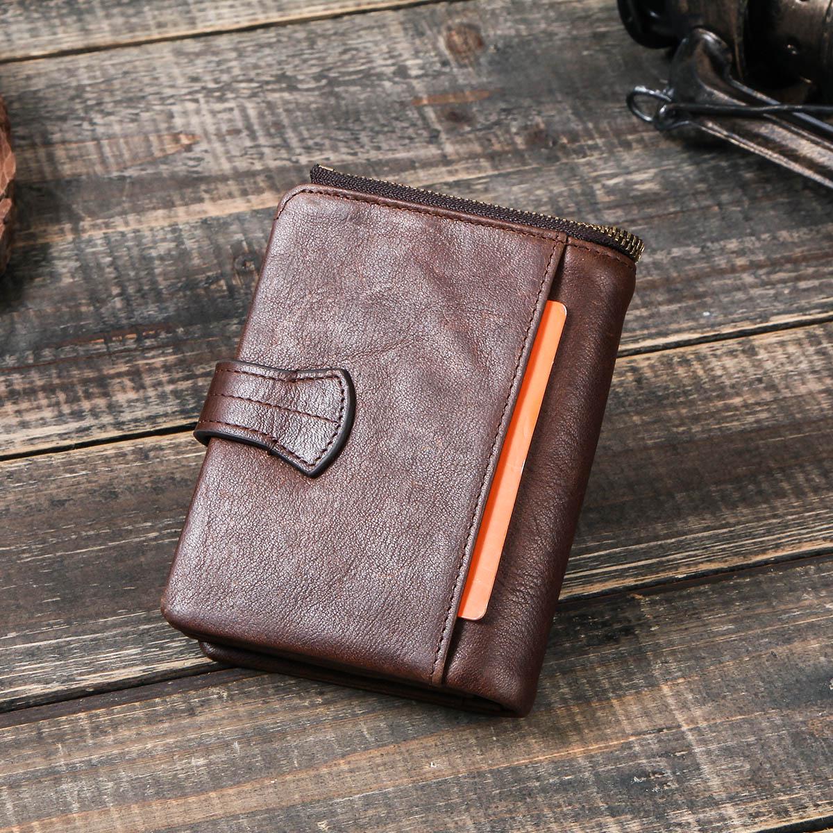 CONTACT S мужской компактный бумажник из натуральной кожи кофейный — фото 6