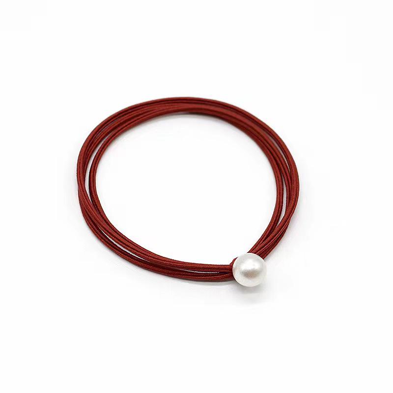 Korean-Style Mori Girl Elastic Hair Tie Set: Versatile Ponytail Holder with Pearl Accents