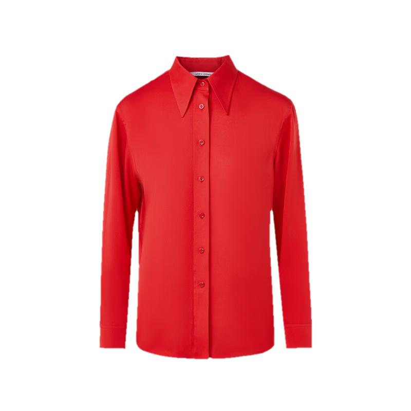 LANCY MONEY HONG Women s Pointed Collar Shirt with Diamond Buttons L