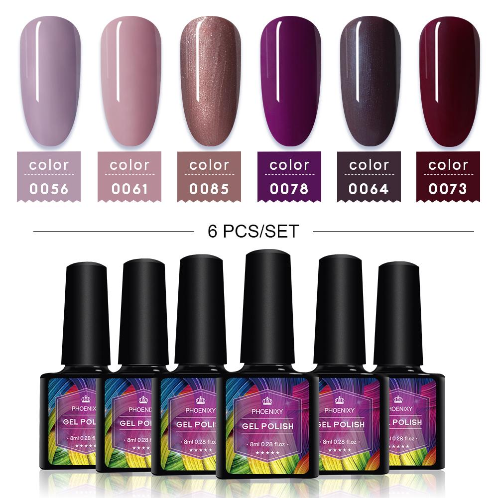 PHOENIXY 8ML Гель-лак Набор 4/6PCS УФ Замочить полуперманентные ...
