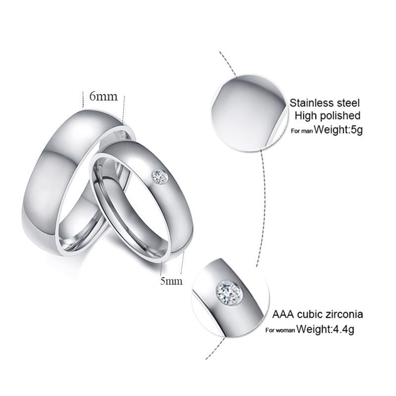 Vnox Basic Wedding Bands Rings for Women Man Customize Name Date Love Info Promise Alliance Anniversary Gift