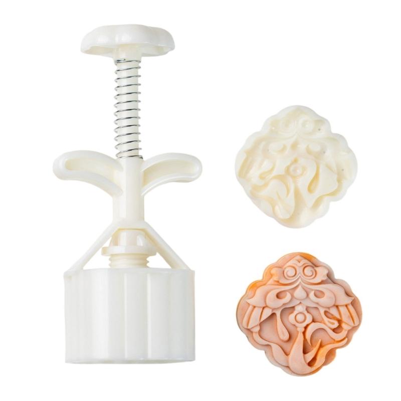 

Food Safe Plastic Moon Cakes Maker Set 75g Kite Pattern Molds Easy Press Mechanism Holiday Baking Essential 1