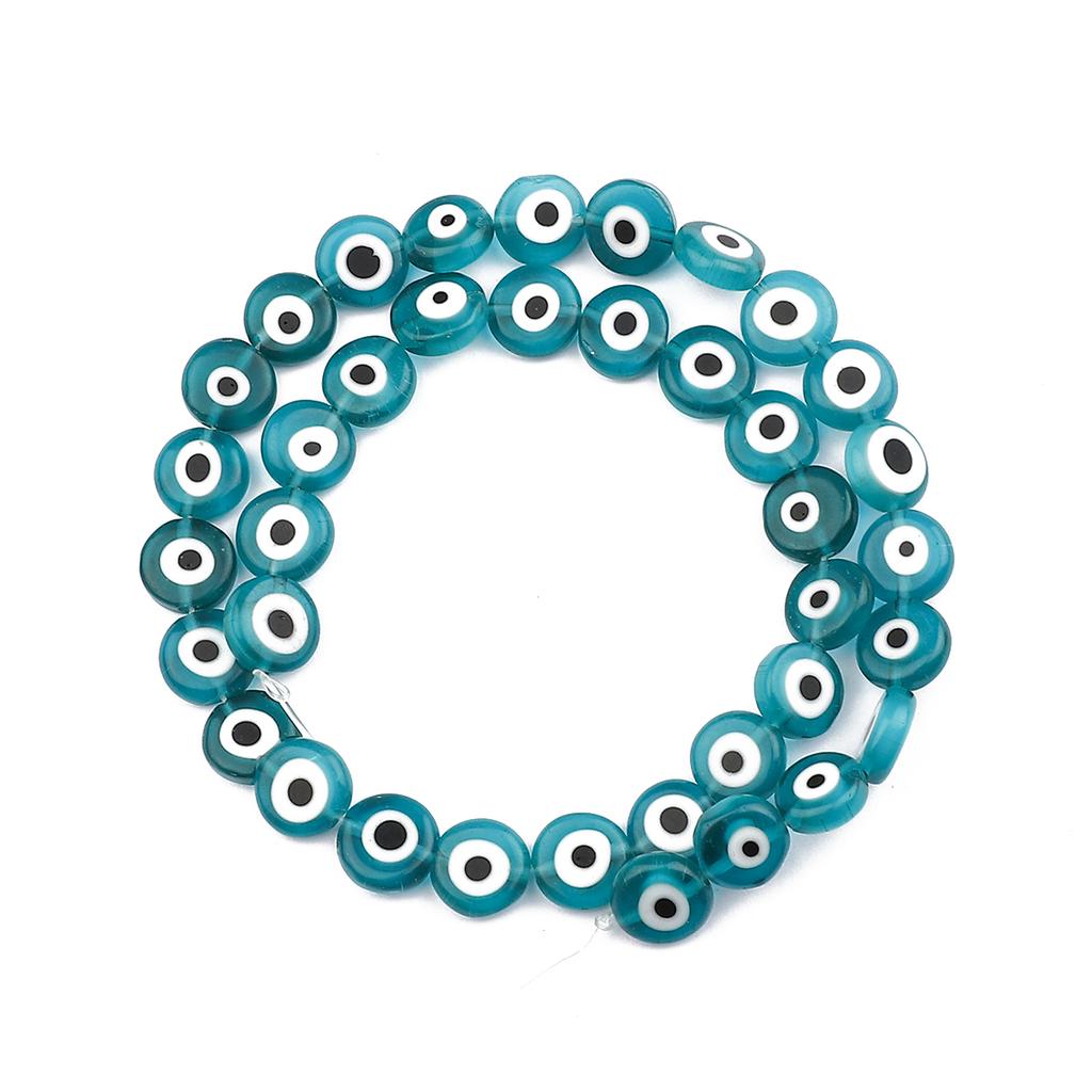 6/8/10 mm Módní barevné zploštělé korálky Evil Eye Volné Lampy Skleněné korálky pro náramek Náhrdelník Vlastní výroba šperků