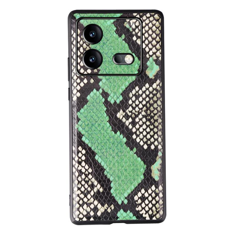 

iQOO Neo9 Защитный чехол из воловьей кожи с рисунком под питона Contact for other models зелёный