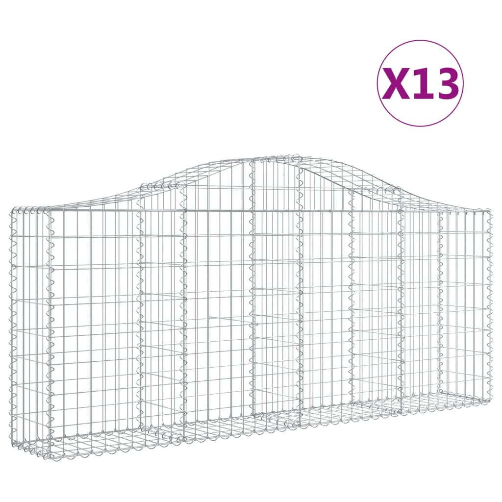 Vidaxl Kosze Gabionowe, 13 Szt, 200X30X80/100 Cm, Galwanizowane Żelazo