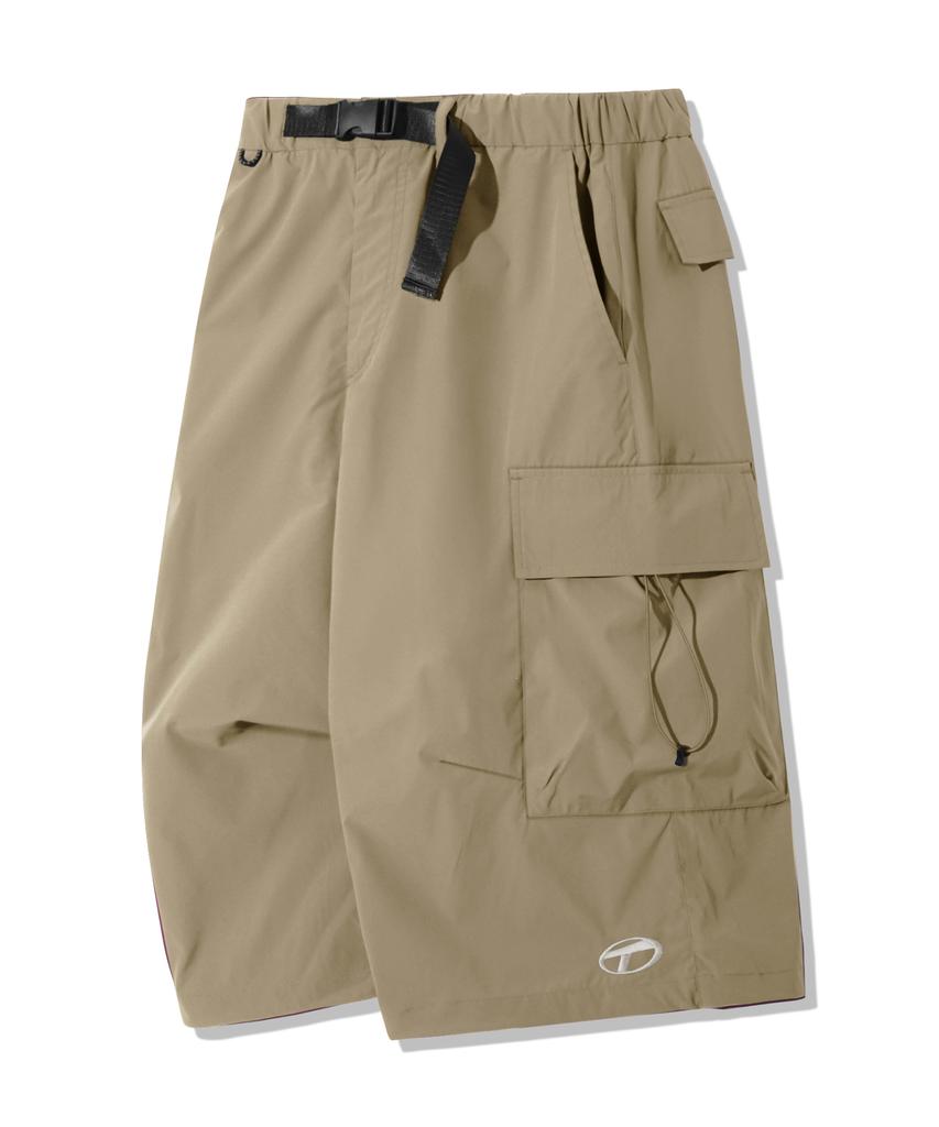 TRILLION Utility Belt Multi Cargo Bermuda Shorts_Beige