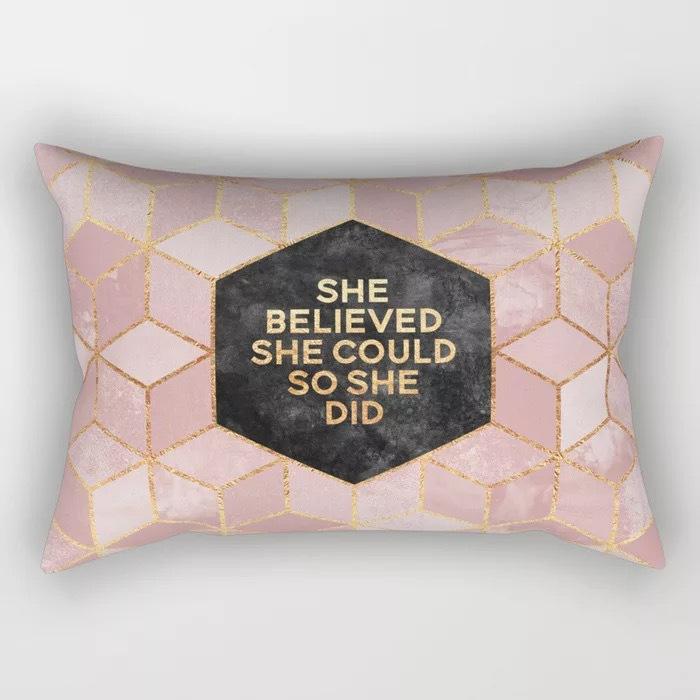 Geometric Letter Peach Leather Velvet Pillowcase Office Car Pillowcase