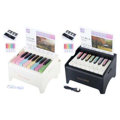 Artistic Piano Shape Desk Calendar with Rotating Handle for Date Change Music Learning Function USB Charging Included