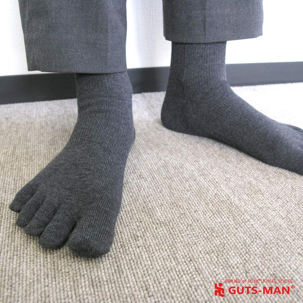 Gutsman Thinnest Force Organic Size L Midnight Gray Five-Toe Socks, Self-Defense Cotton, Deodorizing, (27-29cm),