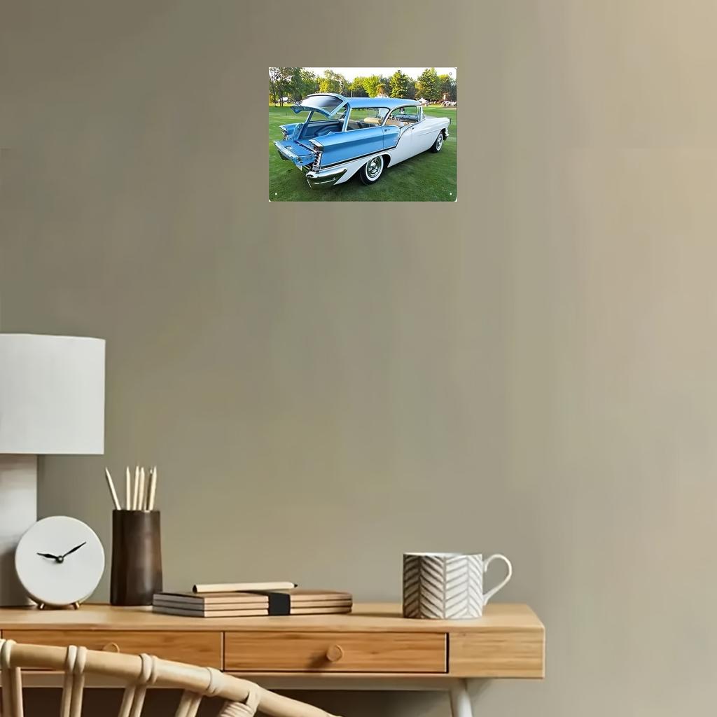 Peinture sur Fer Voiture Vintage Plate 2D en Bois 30*20cm 1pc, Haute Définition, Art Métallique Durable, Décoration Murale, Cadeau de Noël, Ensemble de Dessin d'Artiste