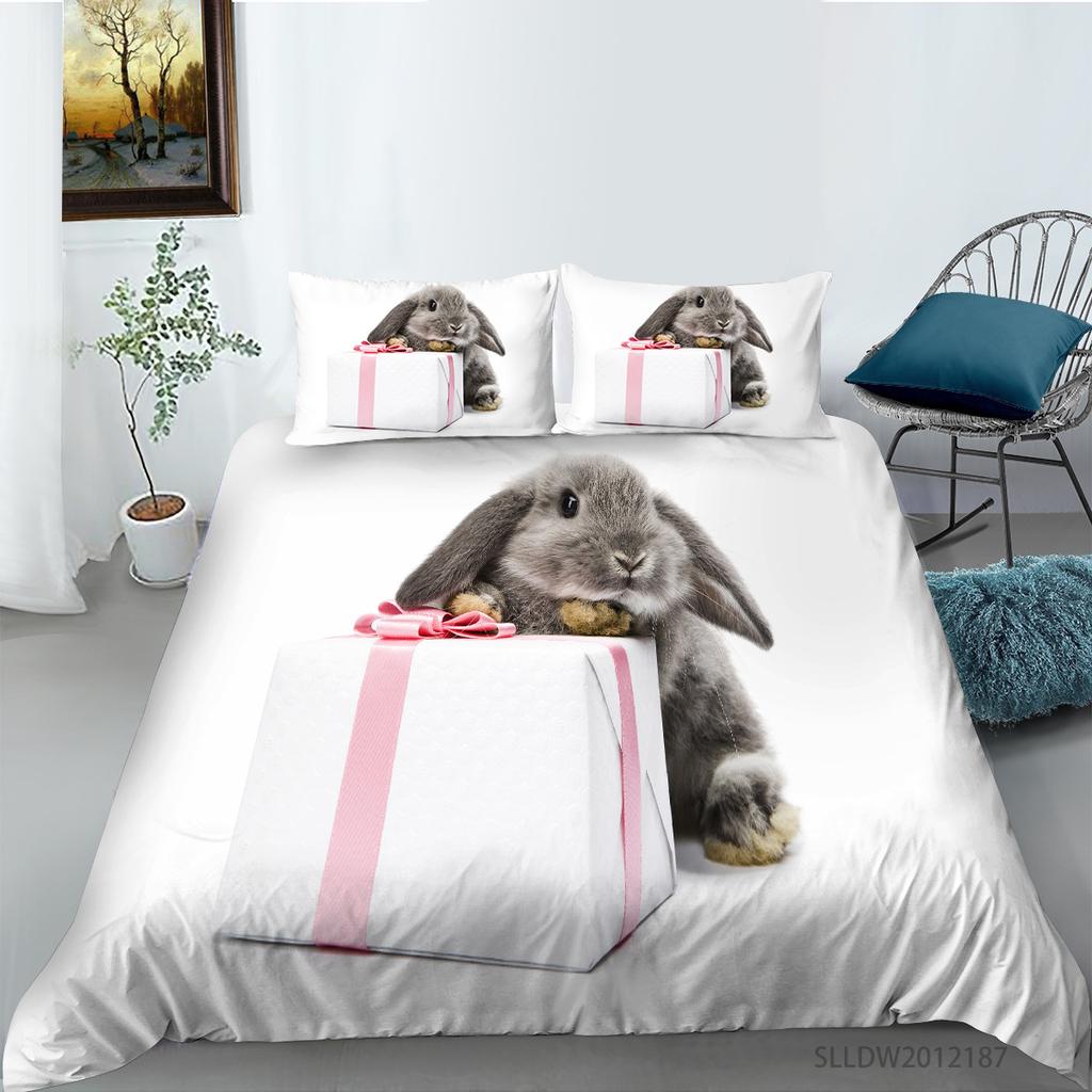 Rabbit Series 3D Digital Printing Bedding Three-Piece Polyester