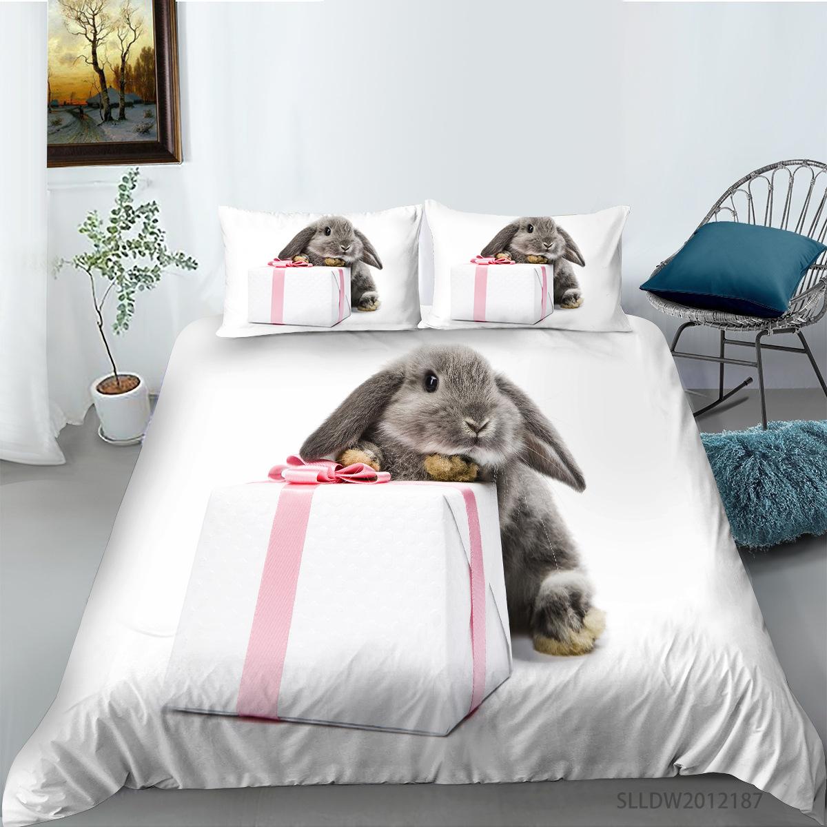 

Rabbit Series 3D Digital Printing Bedding Three-Piece Polyester EU single 135*200