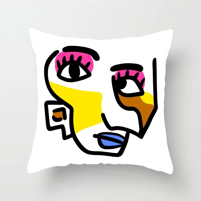 Abstract Emoticon Pattern Pillowcase Car Ornaments Office Living Room Home Pillowcase