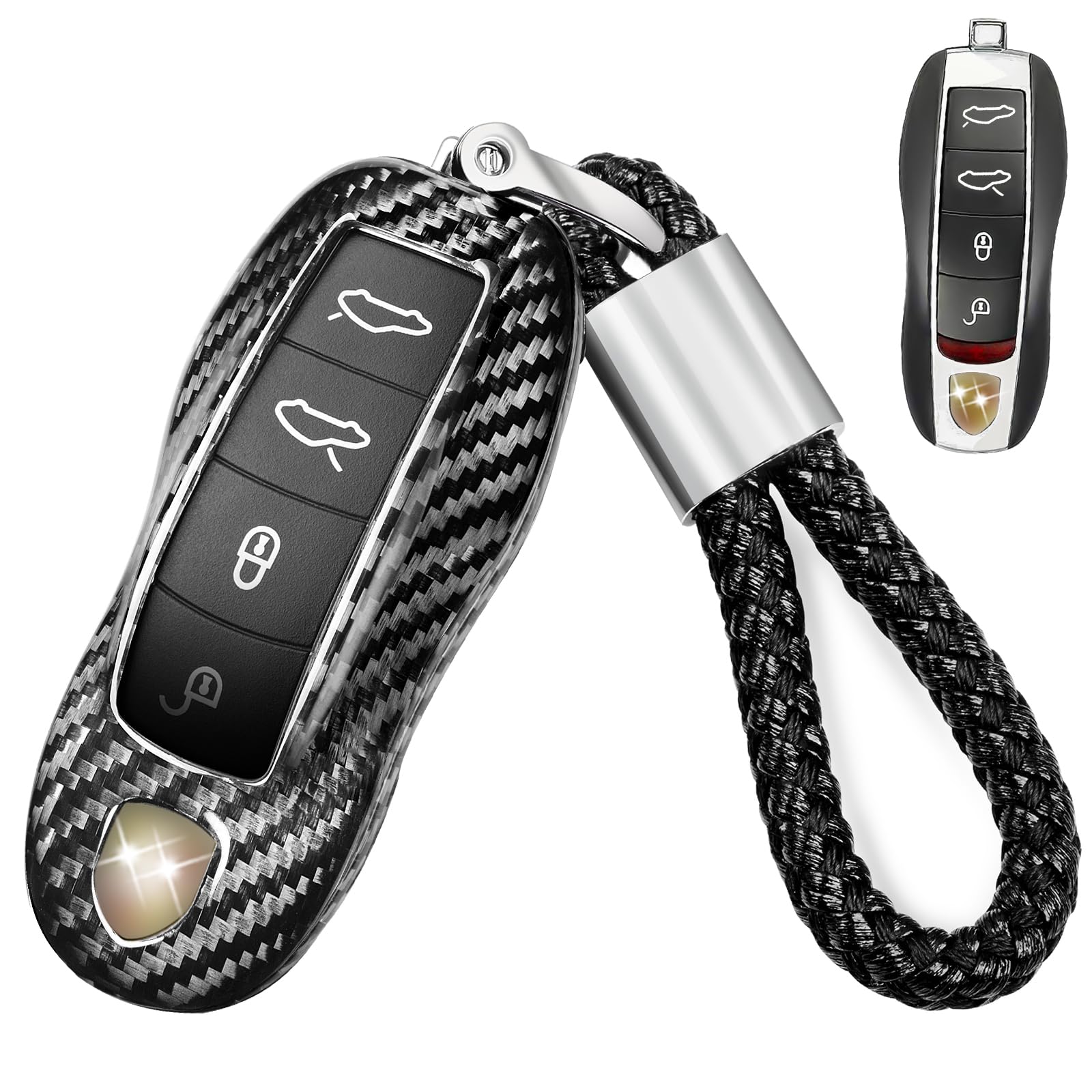 [T-carbon] Real Glass Fiber Key Fob Cover for Porsche with / чёрный