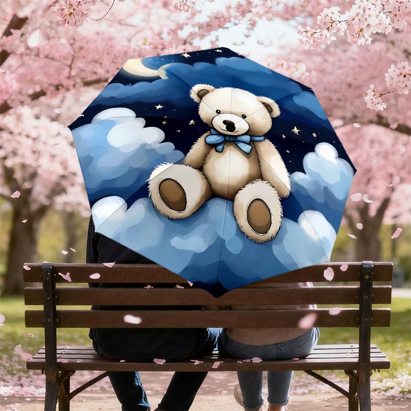 1PC Bear Clouds Umbrella-8-Rib Reinforced, Automatic Open, Lightweight & Durable, Fashion Accessory for Outdoor, J0344
