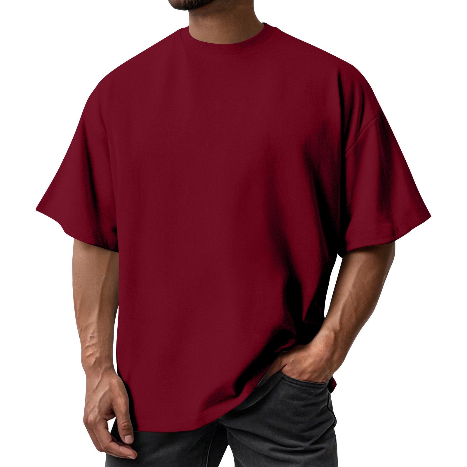 Emilia Heren Zomer Kleur Kwaliteit T-shirt Korte Mouw Ontwerp Driedimensionaal Top L wijn