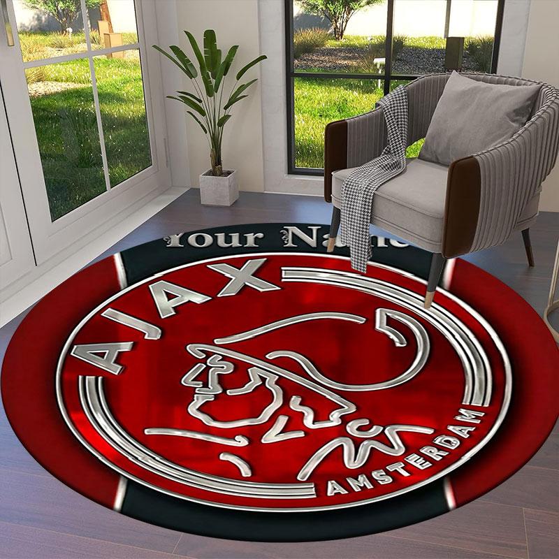 AFC Ajax Custom Name Round Area Rug,Carpet Rug for Living Room Bedroom Sofa Playroom Decor,Non-slip Floor Mat