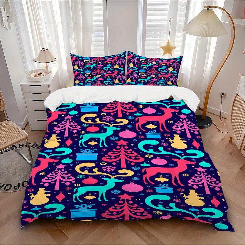

3pcs set Christmas Festive 1 Quilt Cover + 2 Pillowcases, All Seasons Bedroom Setting, Perfect for Home and Dorm Decor a181 135x200cm