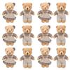 12-48PCS Mini Bear Stuffed Animal Toys Bulk 10cm Soft Plush Bears with Burlap Clothes for Baby Shower Birthday Party Decoration