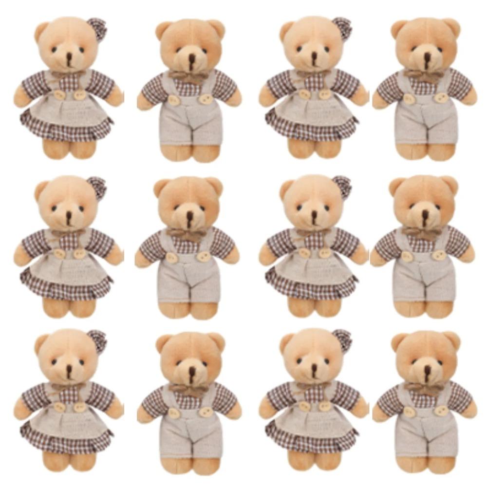 12-48PCS Mini Bear Stuffed Animal Toys Bulk 10cm Soft Plush Bears with Burlap Clothes for Baby Shower Birthday Party Decoration