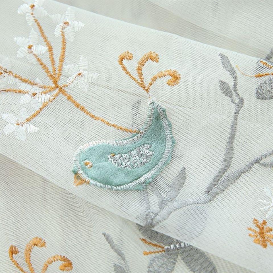 Embroidery Window Sheer Curtain, Embroidery Tulle Curtain, Three-dimensional Embroidery European Window Curtain Tulle Curtain Rod Pocket Window