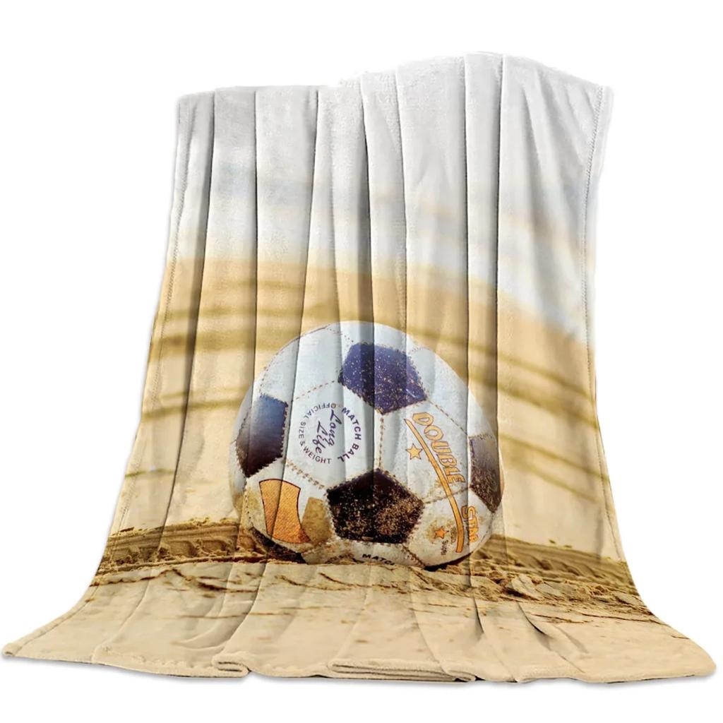 Soccer Ball Sport Football Print Blankets Coverlet Throw Cover Fleece Comfort Warm Flannel Blanket for Indoor Couch Home Decor