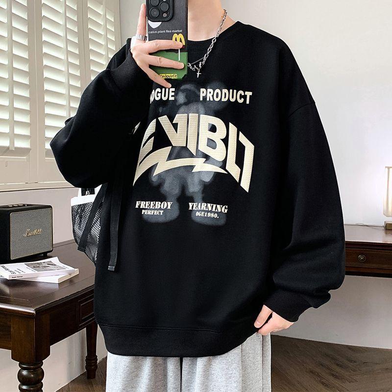 

Autumn Round Neck Long Sleeve T-shirt Men s New Printed Sweatshirt Retro Top M