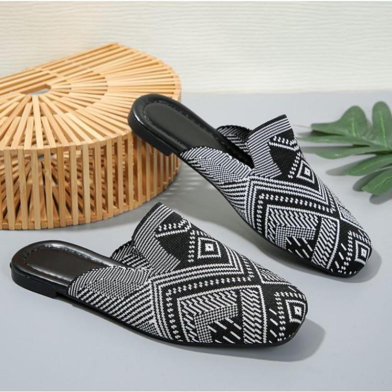 Fashion New Style Fashion Striped Loafers Shoe Women Summer Slip-on Breathable Knitting Flats Woman Comfort Non-slip Soft Bottom Sandals
