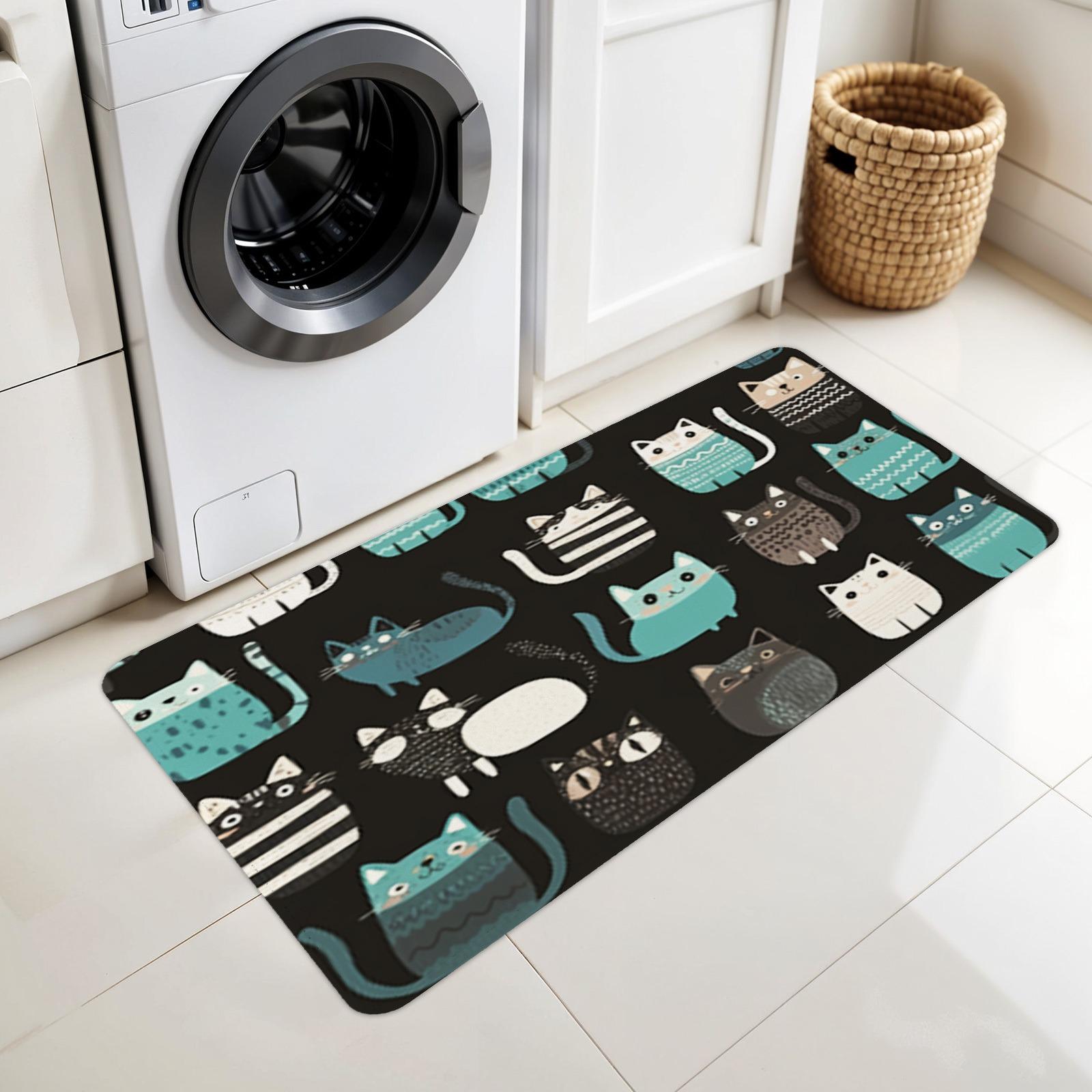 

1PC Sea wave Kitchen Rug Non-Slip Door Mats Pop design Bathroom Rug Bath Mat Carpet for Home Sink Laundry Decor 40cm x 60cm