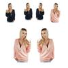 Fall Fashion Deep V Batwing Sleeve Knit Tshirt For Office Wear Women