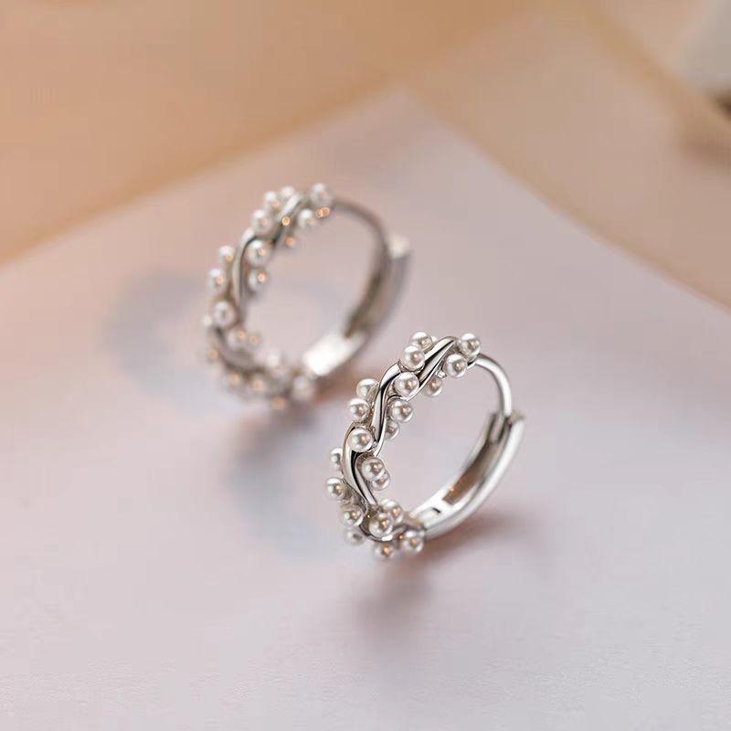 New French Style Square Gold Color Large Hoop Earrings for Women Fashion Design Temperament Pearls Earrings Wedding Jewelry Gift