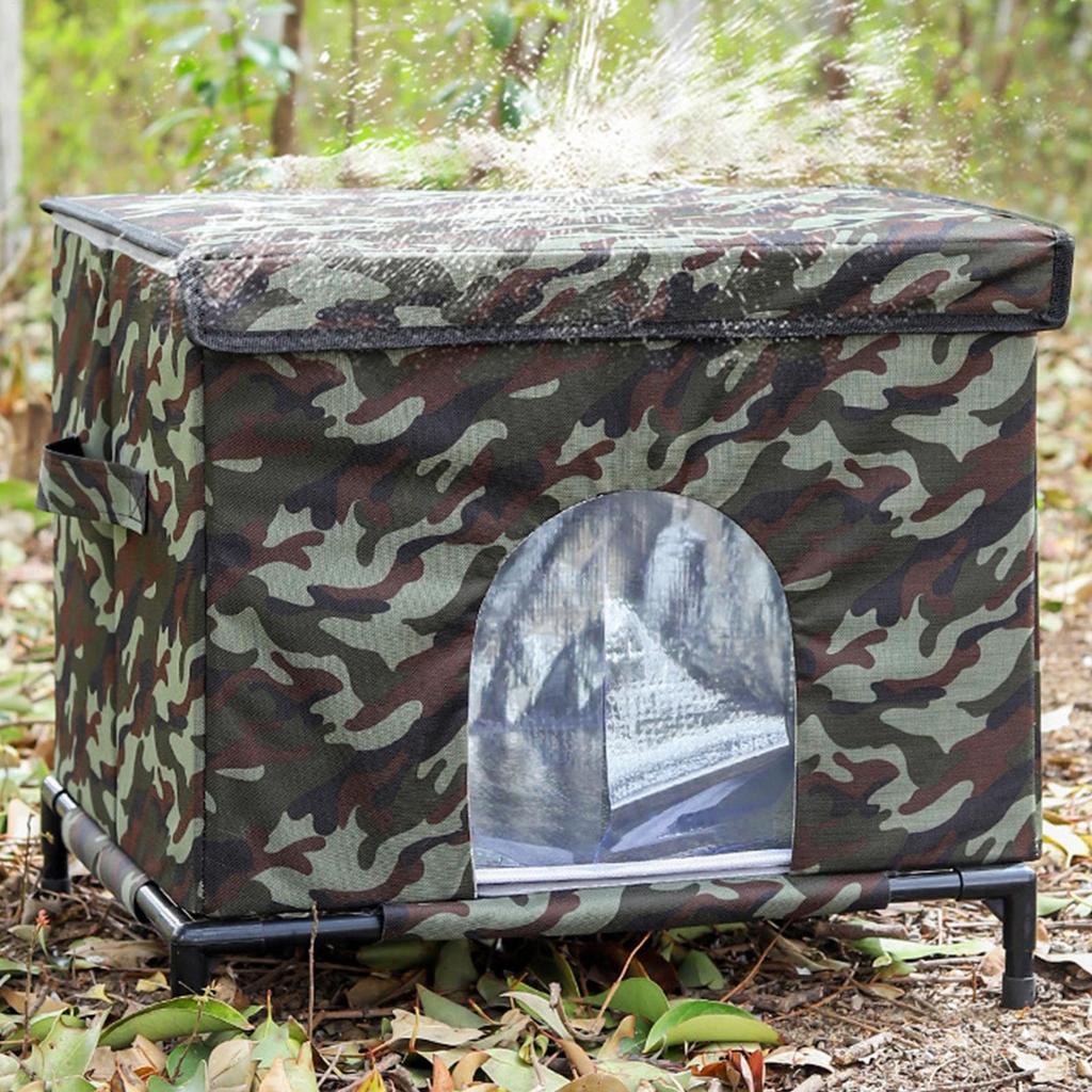 Outdoor Cat House Warm Insulated Tent Raised Base Cat House Outdoor Weatherproof With Transparent Window For Dog Kitten Chicken
