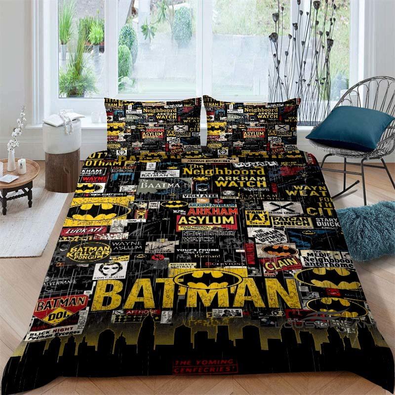 

Batman Comic-Themed 3-Piece Bedding Set—an exquisite bedding ensemble designed for both adults and children, suitable for use on 135x200cm