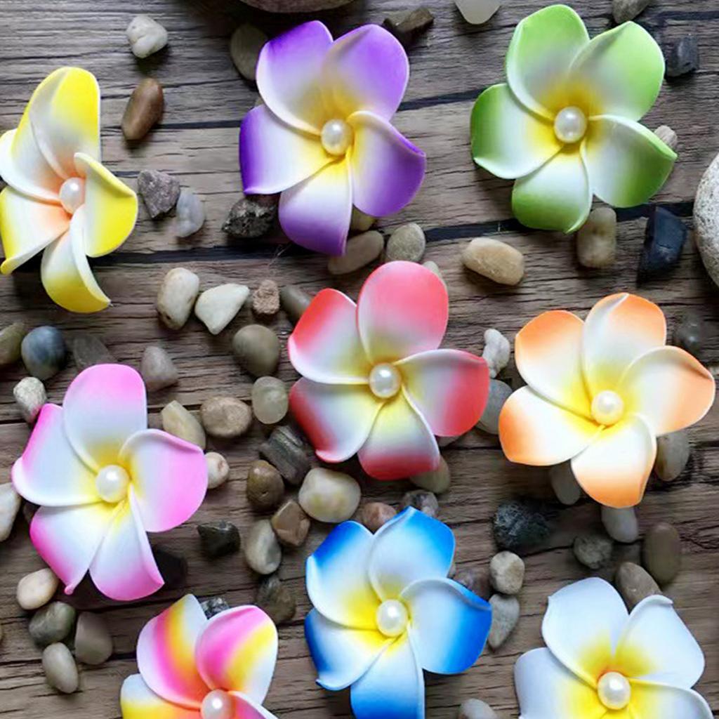 Pearl Flower Hair Clip Plumeria Flowers Side Bangs Clip Beach Claw Clips Headpiece For Women Hawaiian Barrettes Accessories