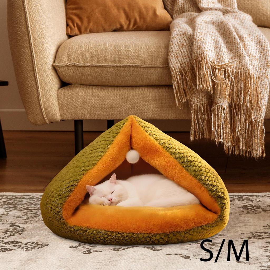 Pet Cave Bed Cat Portable Winter Warm Cozy Thicken Puppy Kennel for Indoor Cats Accessories