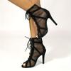 Women's Breathable Mesh Stiletto Heels, Fashion Open Toe Dress Pumps, Stylish Lace Up Heels