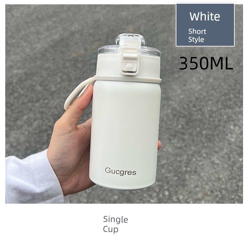 

Non-Printed Flat for Good-looking Neutral Tea Compartment Minimalist Student Stainless Steel Cup Portable Water Cup Large Capacity Vacuum Cup 350-550ml Small White